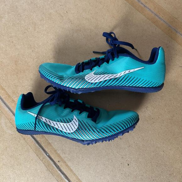 Nike Track Spikes Shoes Mens Size 9 Blue Racing Lightweight Spikes Athletic main image 4